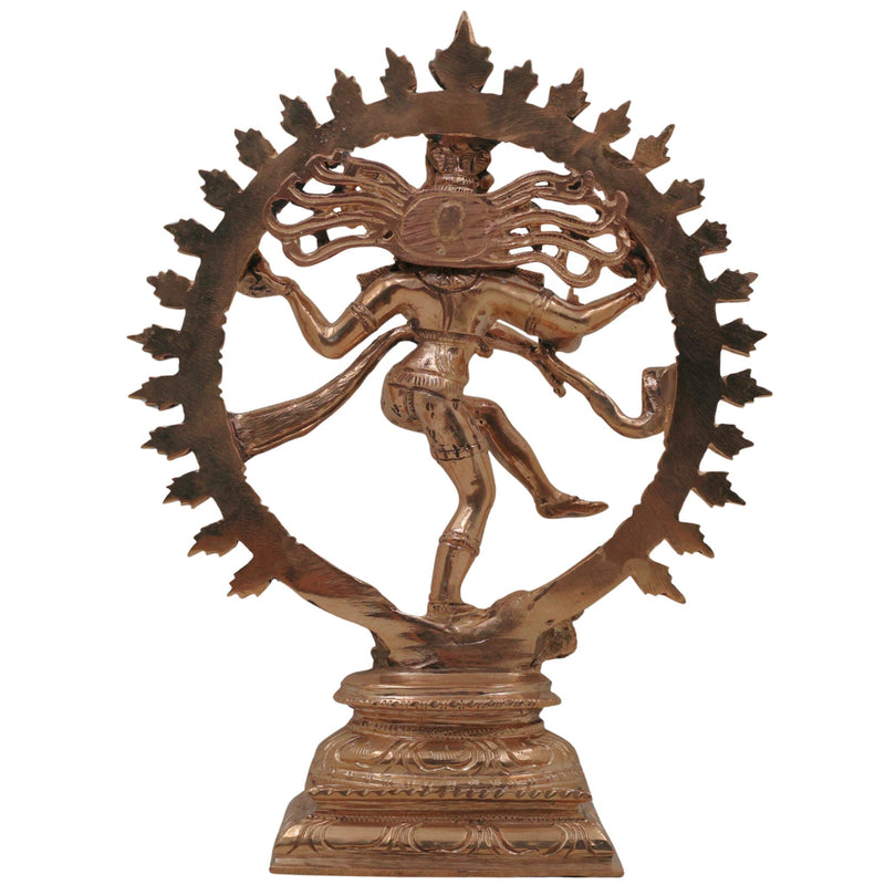 Bronze Nataraja Natarajar Nataraj Thandava Murti Cosmic Dancer Shiva Idol | Panchaloha Chola Art Natesa Rudra Nataraja Sculpture for Home Temple Decor, Gold, 9 Inch, 1 Piece