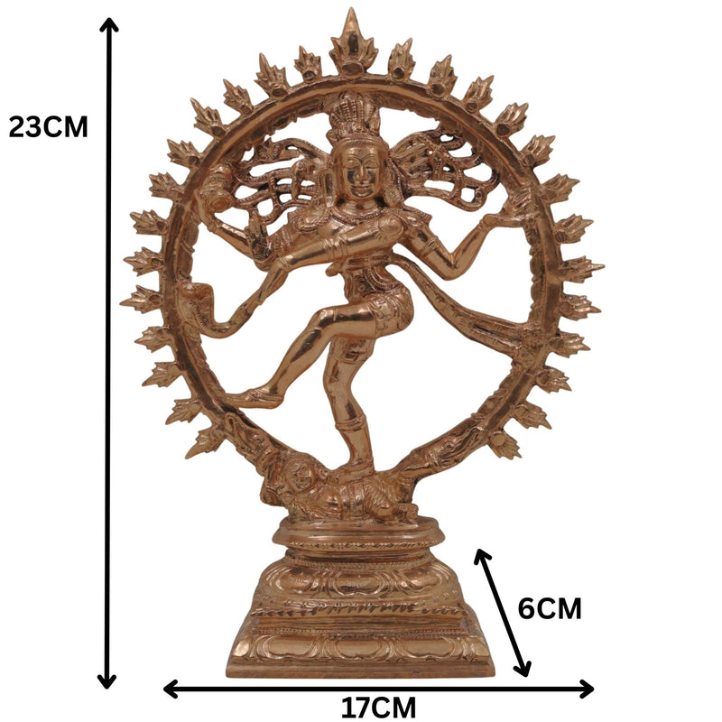 Bronze Nataraja Natarajar Nataraj Thandava Murti Cosmic Dancer Shiva Idol | Panchaloha Chola Art Natesa Rudra Nataraja Sculpture for Home Temple Decor, Gold, 9 Inch, 1 Piece