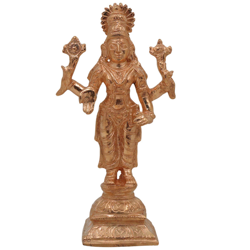 Bronze Vishnu Narayana Idol – Panchaloha Inspired Govinda Madhava Achyuta Padmanabha Murti for Home Temple, Spiritual Decor & South Indian Chola Art Craftsmanship, Gold, 6.5 Inch, 1 Piece
