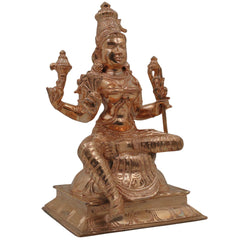 Bronze Raja Rajeshwari Idol | Sri Rajarajeshwari Tripura Sundari Lalita Parameshwari Shakti Devi Murti | Handcrafted Chola Art Panchaloha Style Sculpture for Pooja & Home Decor, Gold, 11 Inch, 1 Piece