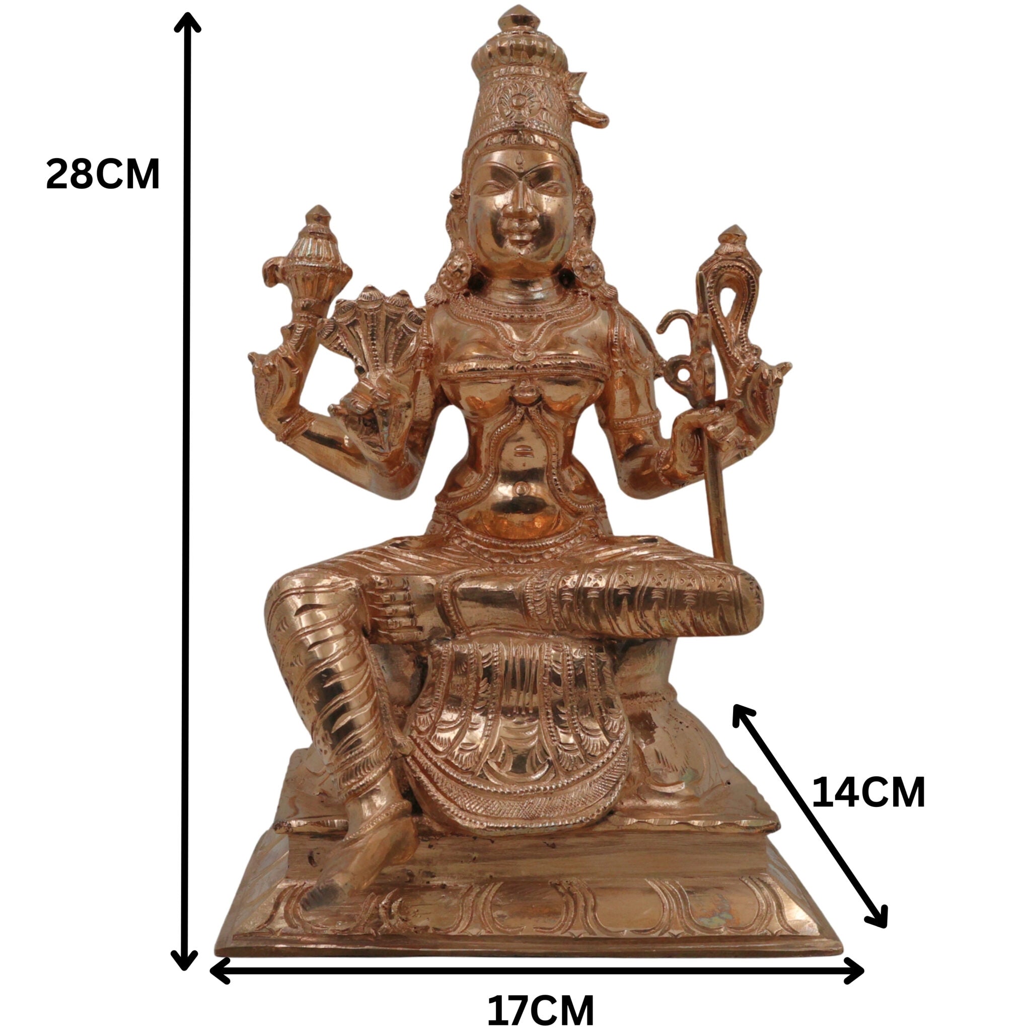 Bronze Raja Rajeshwari Idol | Sri Rajarajeshwari Tripura Sundari Lalita Parameshwari Shakti Devi Murti | Handcrafted Chola Art Panchaloha Style Sculpture for Pooja & Home Decor, Gold, 11 Inch, 1 Piece