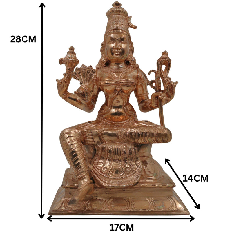 Bronze Raja Rajeshwari Idol | Sri Rajarajeshwari Tripura Sundari Lalita Parameshwari Shakti Devi Murti | Handcrafted Chola Art Panchaloha Style Sculpture for Pooja & Home Decor, Gold, 11 Inch, 1 Piece