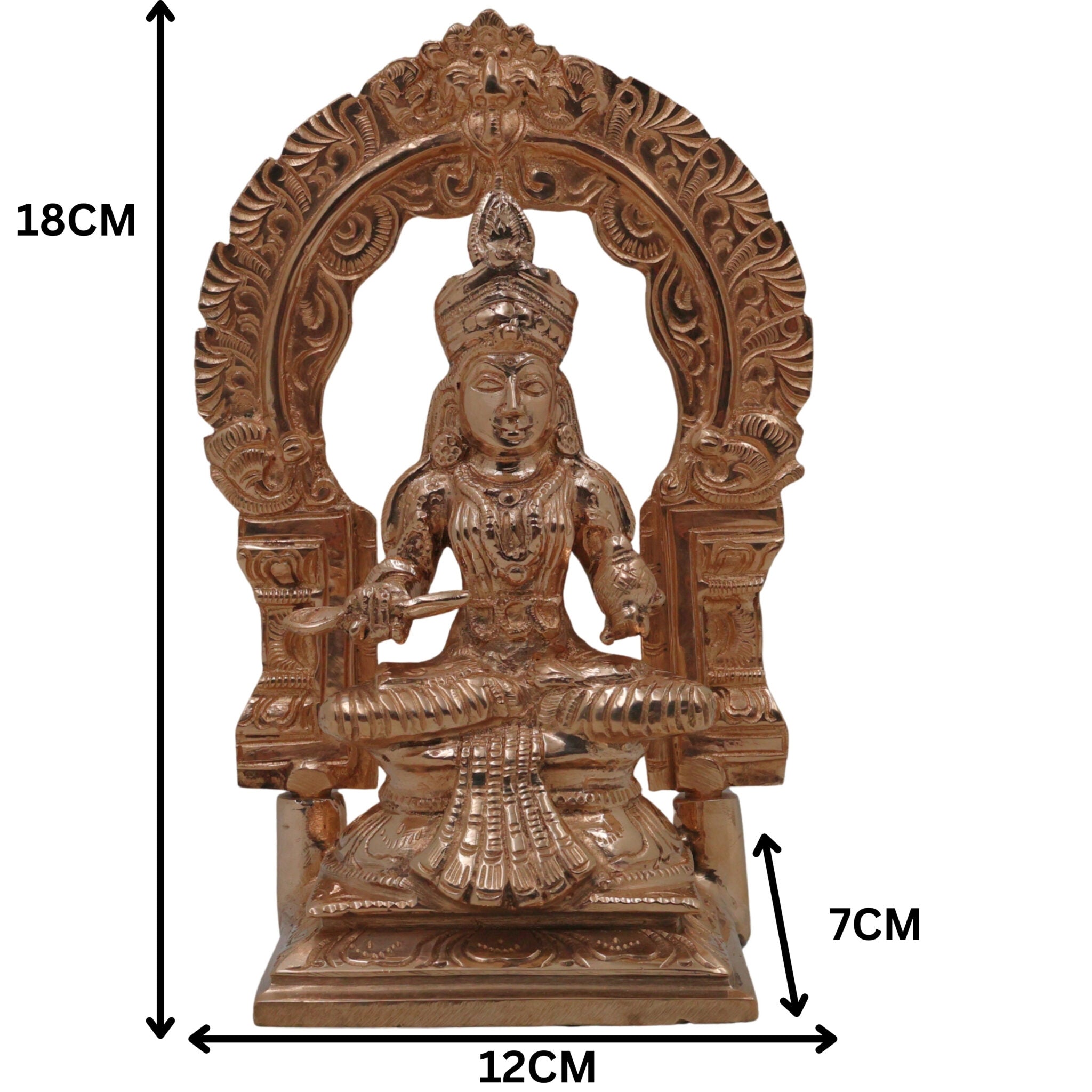 Bronze Annapurneshwari Annapurna Devi Idol | Traditional Panchaloha South Indian Parvati Sculpture for Home Temple Decor, Gold, 7 Inch, 1 Piece