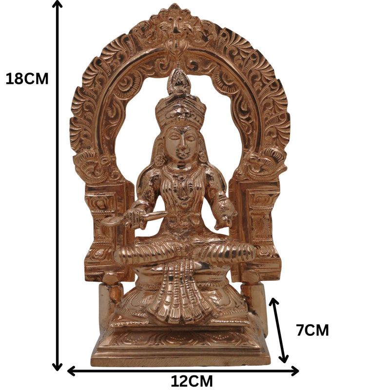 Bronze Annapurneshwari Annapurna Devi Idol | Traditional Panchaloha South Indian Parvati Sculpture for Home Temple Decor, Gold, 7 Inch, 1 Piece