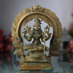 Bronze Kamakshi Devi Idol | Kanchi Kamakshi Amman Tripura Sundari Parameshwari Statue | Traditional South Indian Handmade Kamakshi Murti for Home Temple Decor, Brown, 5.5 Inch, 1 Piece