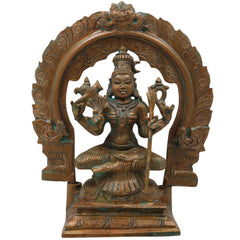 Bronze Kamakshi Devi Idol | Kanchi Kamakshi Amman Tripura Sundari Parameshwari Statue | Traditional South Indian Handmade Kamakshi Murti for Home Temple Decor, Brown, 5.5 Inch, 1 Piece