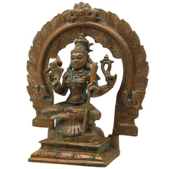 Bronze Kamakshi Devi Idol | Kanchi Kamakshi Amman Tripura Sundari Parameshwari Statue | Traditional South Indian Handmade Kamakshi Murti for Home Temple Decor, Brown, 5.5 Inch, 1 Piece