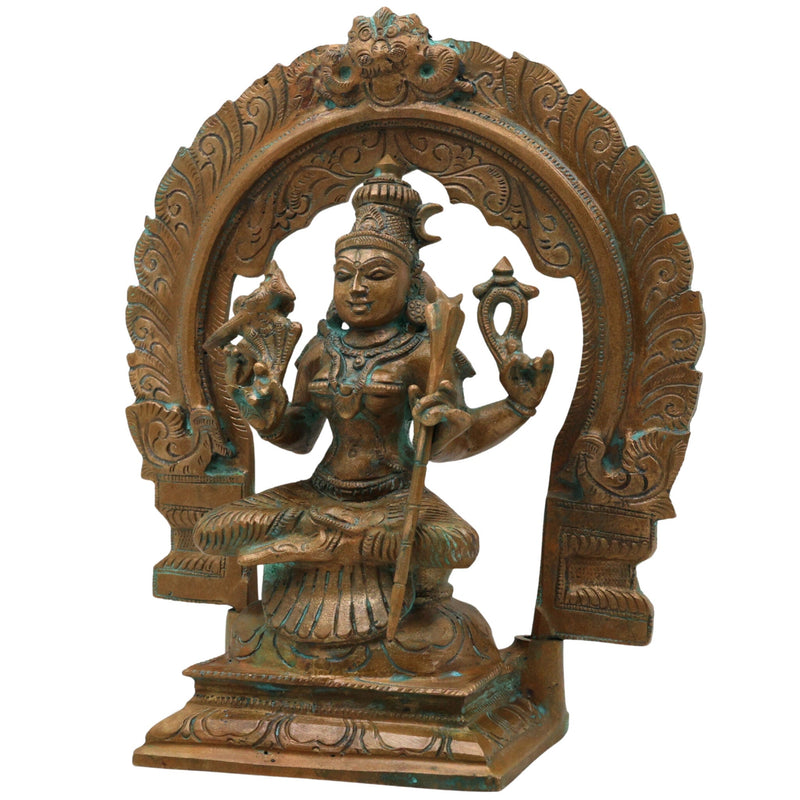 Bronze Kamakshi Devi Idol | Kanchi Kamakshi Amman Tripura Sundari Parameshwari Statue | Traditional South Indian Handmade Kamakshi Murti for Home Temple Decor, Brown, 5.5 Inch, 1 Piece