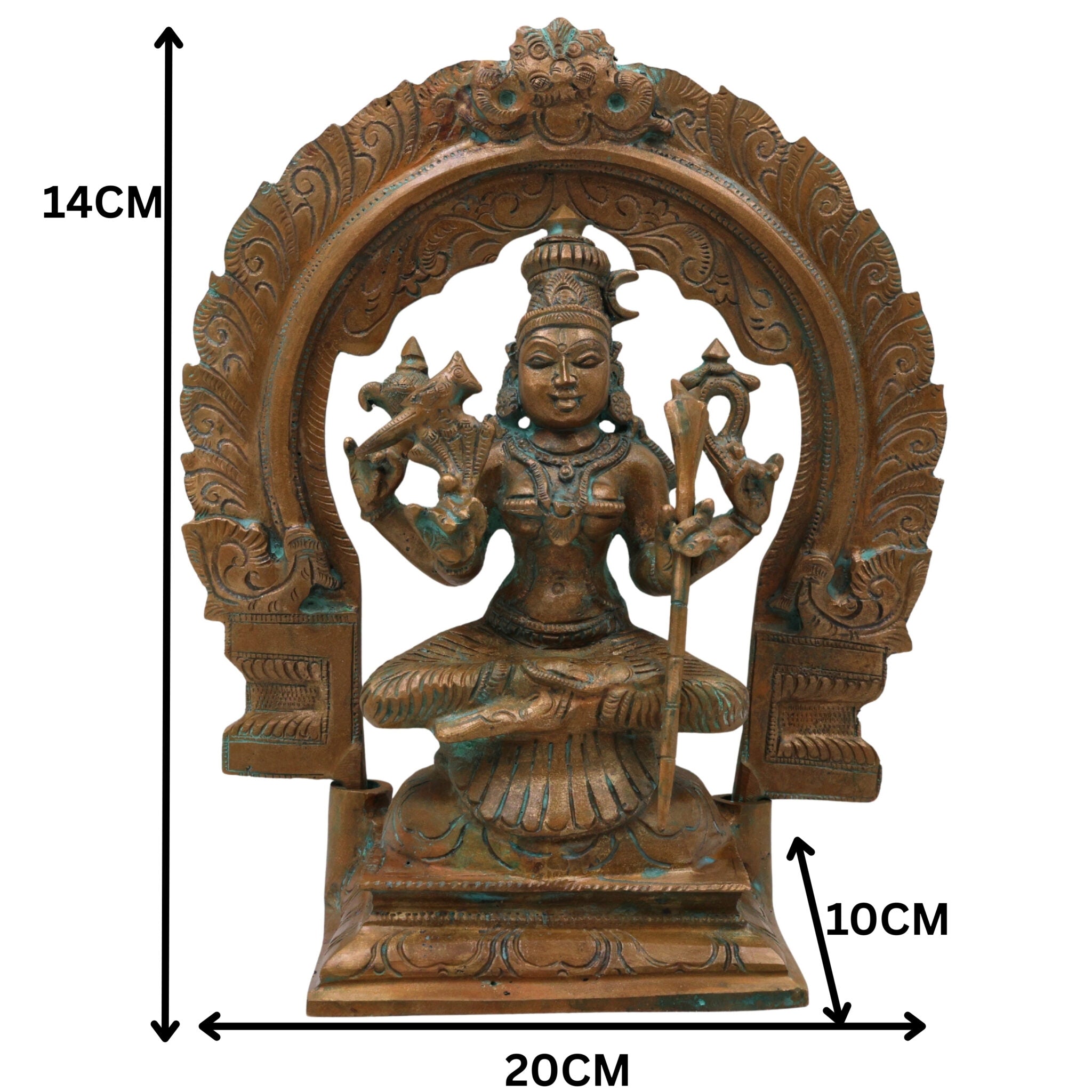 Bronze Kamakshi Devi Idol | Kanchi Kamakshi Amman Tripura Sundari Parameshwari Statue | Traditional South Indian Handmade Kamakshi Murti for Home Temple Decor, Brown, 5.5 Inch, 1 Piece