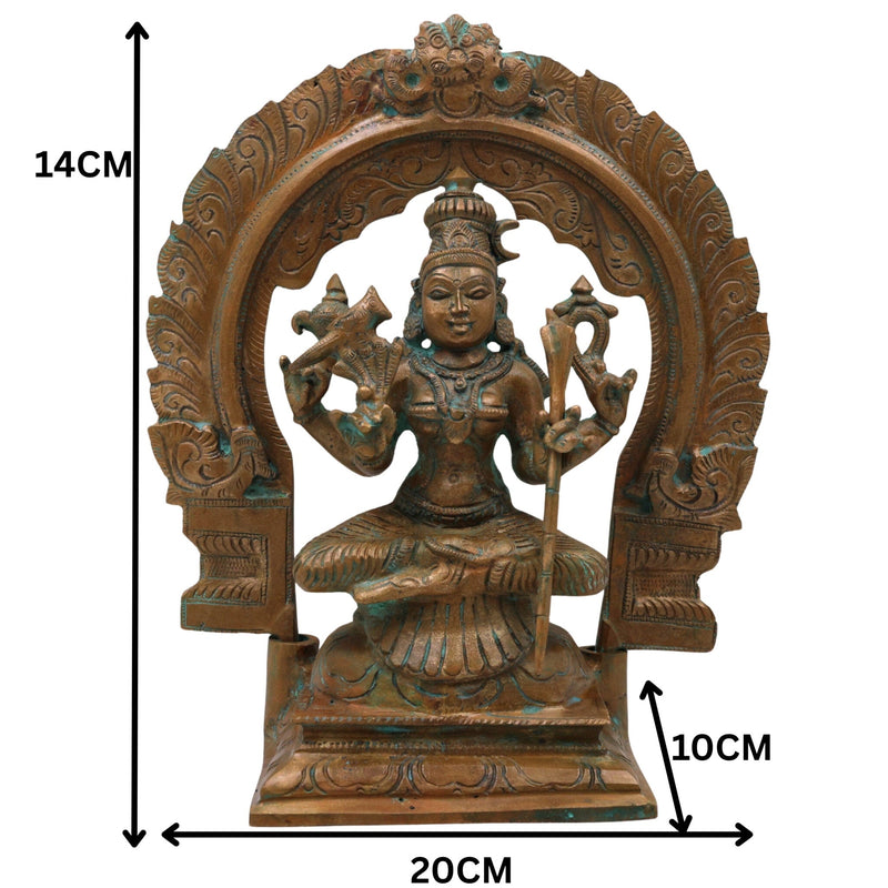 Bronze Kamakshi Devi Idol | Kanchi Kamakshi Amman Tripura Sundari Parameshwari Statue | Traditional South Indian Handmade Kamakshi Murti for Home Temple Decor, Brown, 5.5 Inch, 1 Piece