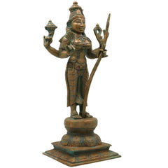 Bronze Raja Rajeshwari Idol Tripura Sundari Lalita Parameshwari Shodashi Sri Vidya Rajarajeshwari Devi Murti | Handcrafted Chola Art Shakti Sculpture for Home Temple Decor, Brown, 12.5 Inch, 1 Piece