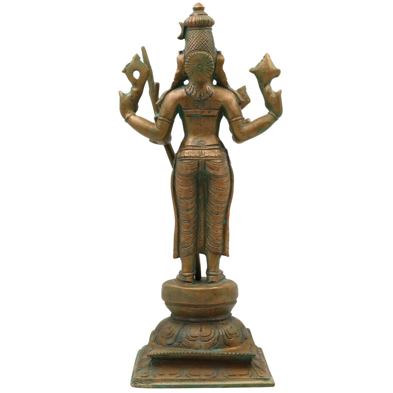Bronze Raja Rajeshwari Idol Tripura Sundari Lalita Parameshwari Shodashi Sri Vidya Rajarajeshwari Devi Murti | Handcrafted Chola Art Shakti Sculpture for Home Temple Decor, Brown, 12.5 Inch, 1 Piece