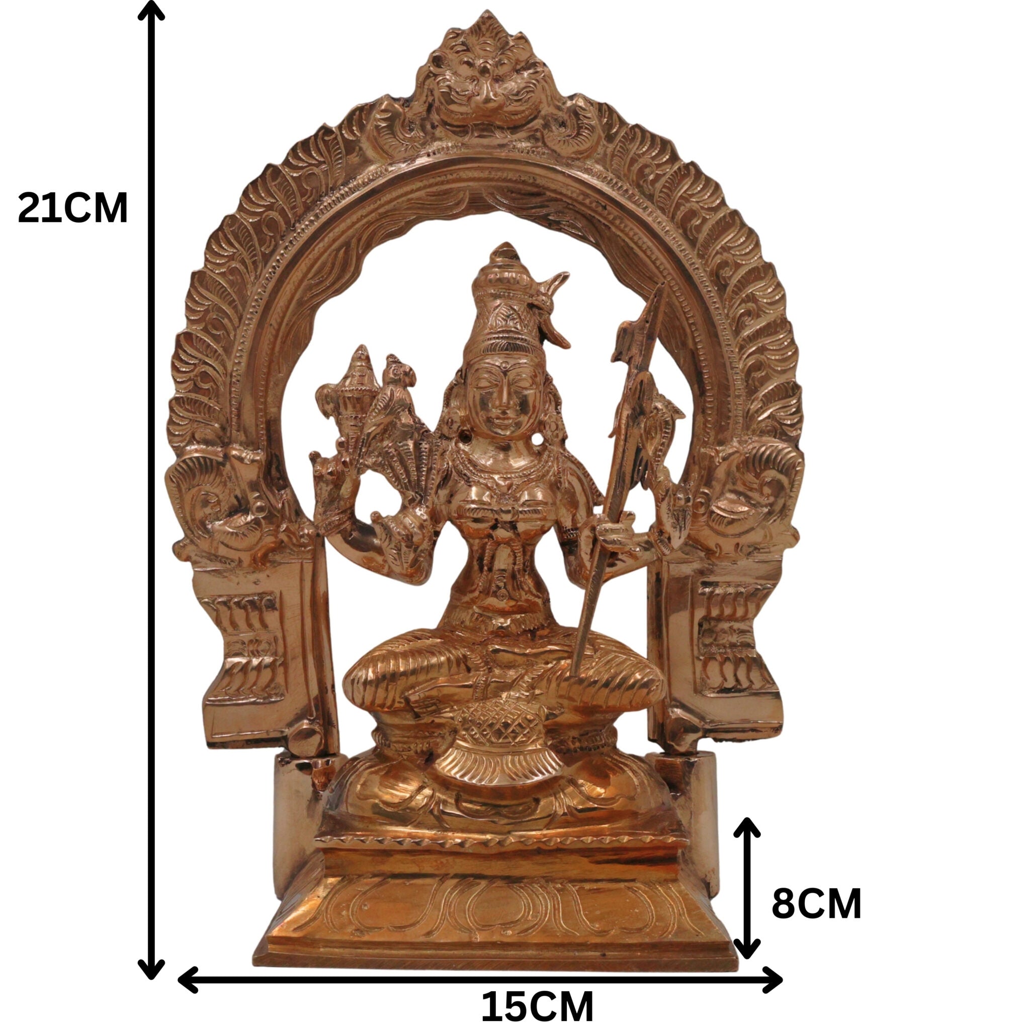 Bronze Raja Rajeshwari Idol | Sri Rajarajeshwari Tripura Sundari Lalita Parameshwari Shodashi Devi Murti | Traditional South Indian Handmade Temple Sculpture, Gold, 8.5 Inch, 1 Piece