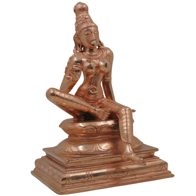 Bronze Parvati Gauri Uma Mahagauri Shakti Devi Idol | Handcrafted Panchaloha Kanchu Kamsya Chembu Sculpture | Traditional Chola Art South Indian Temple Style Murti for Home Decor & Pooja, Gold, 10 Inch, 1 Piece