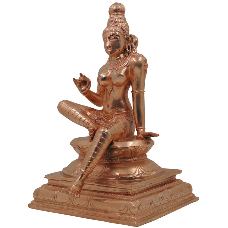 Bronze Parvati Gauri Uma Mahagauri Shakti Devi Idol | Handcrafted Panchaloha Kanchu Kamsya Chembu Sculpture | Traditional Chola Art South Indian Temple Style Murti for Home Decor & Pooja, Gold, 10 Inch, 1 Piece