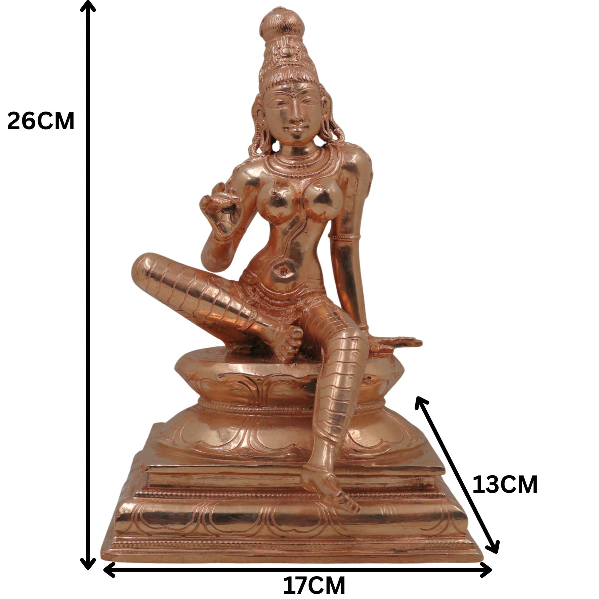 Bronze Parvati Gauri Uma Mahagauri Shakti Devi Idol | Handcrafted Panchaloha Kanchu Kamsya Chembu Sculpture | Traditional Chola Art South Indian Temple Style Murti for Home Decor & Pooja, Gold, 10 Inch, 1 Piece