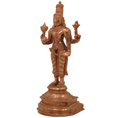 Handcrafted Bronze Narayana Vishnu Idol | Panchaloha Chola Art Murti of Lakshminarayana Hari Govinda Keshava Ranganatha Venkatesha for Home Temple, Gold, 8.5 Inch, 1 Piece