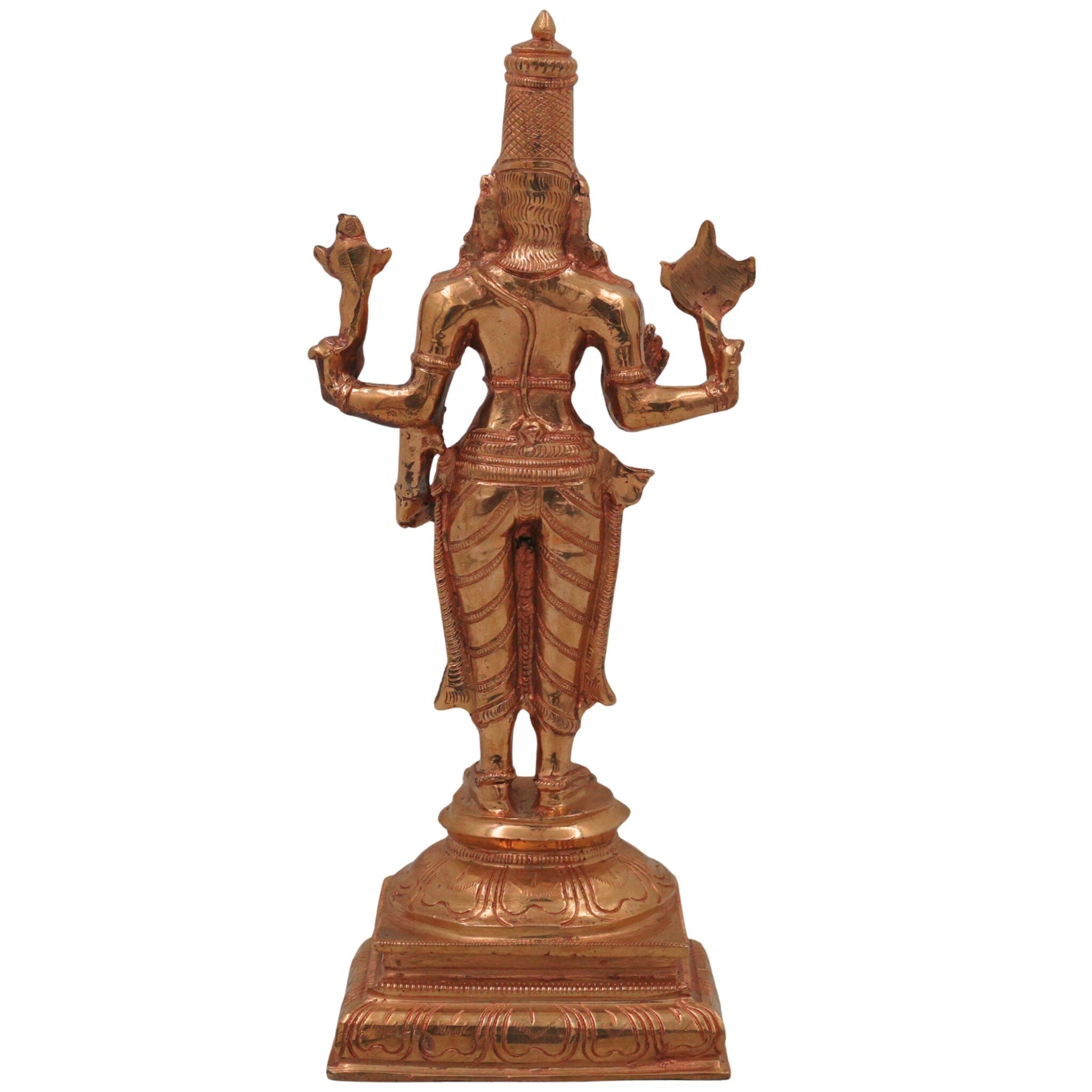 Handcrafted Bronze Narayana Vishnu Idol | Panchaloha Chola Art Murti of Lakshminarayana Hari Govinda Keshava Ranganatha Venkatesha for Home Temple, Gold, 8.5 Inch, 1 Piece