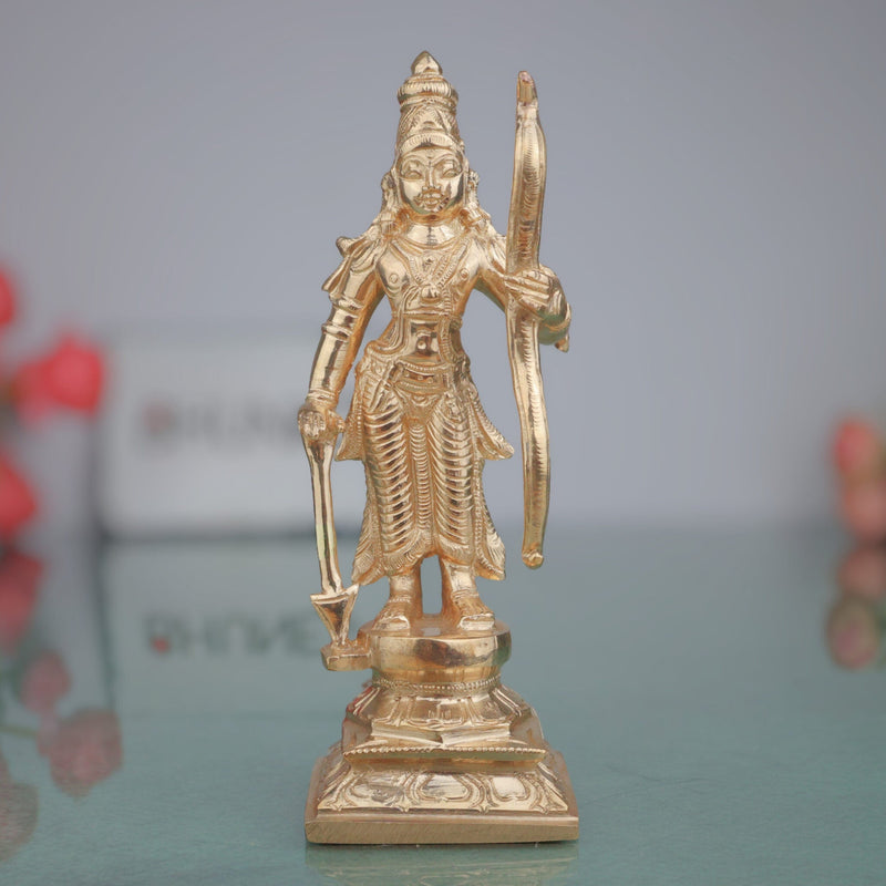 Handcrafted Bronze Shree Ram Idol Panchaloha Murti | Shri Rama Ramachandra Raghunatha Kodanda Rama Chola Art Sculpture for Home Temple Pooja, Gold, 6.5 Inch, 1 Piece