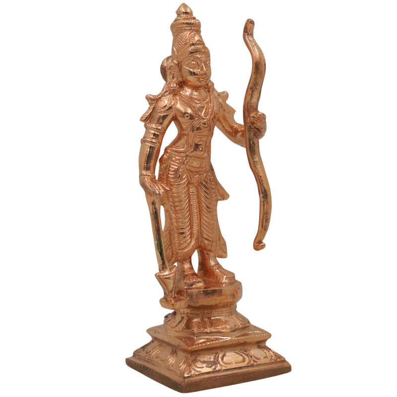 Handcrafted Bronze Shree Ram Idol Panchaloha Murti | Shri Rama Ramachandra Raghunatha Kodanda Rama Chola Art Sculpture for Home Temple Pooja, Gold, 6.5 Inch, 1 Piece