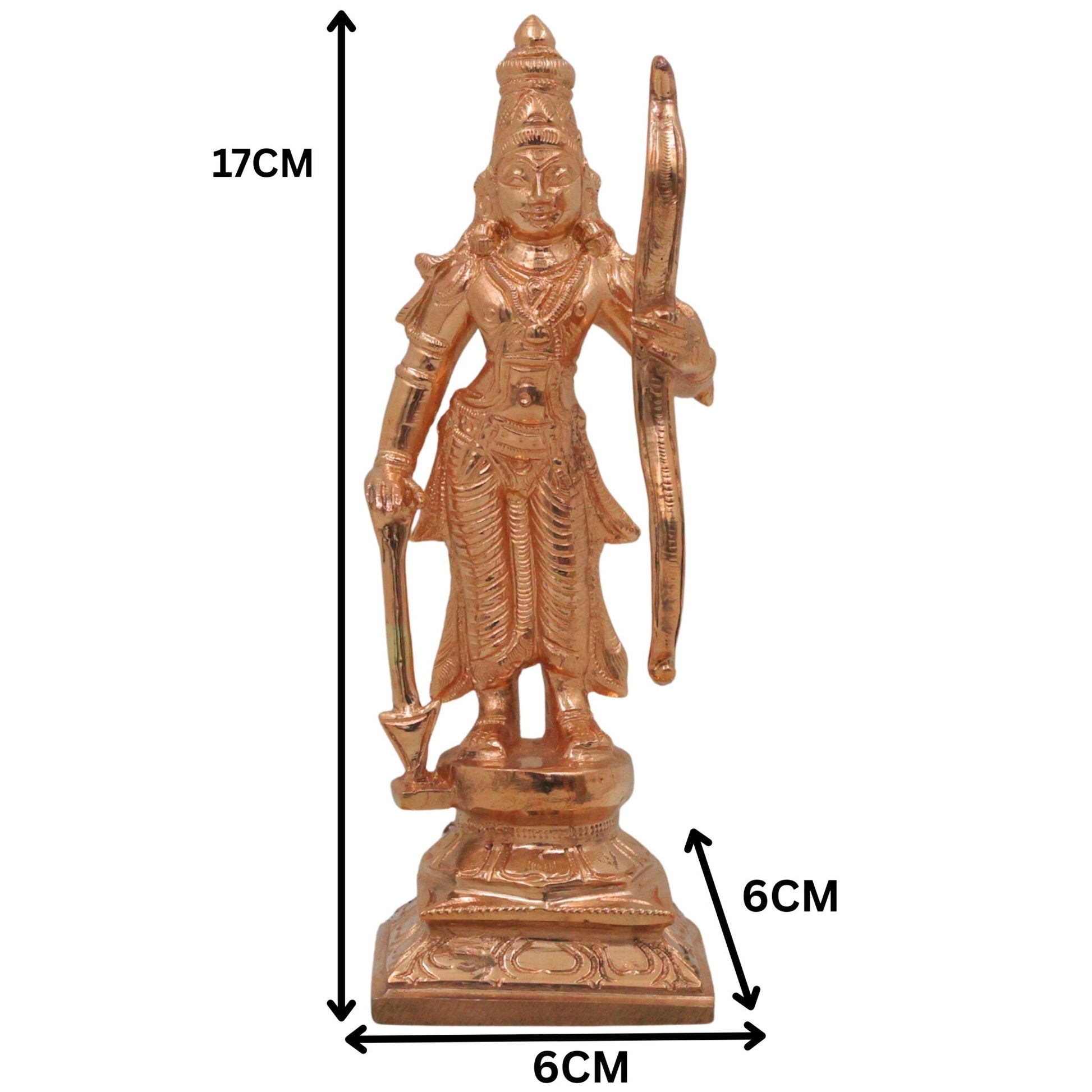 Handcrafted Bronze Shree Ram Idol Panchaloha Murti | Shri Rama Ramachandra Raghunatha Kodanda Rama Chola Art Sculpture for Home Temple Pooja, Gold, 6.5 Inch, 1 Piece