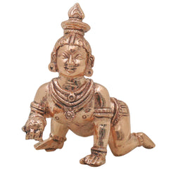 Sri Krishna Bronze Idol Govinda Gopala Shyam Murari Venugopala Handcrafted Panchaloha Style Chola Art Murti for Home Pooja Decor, Gold, 4 Inch, 1 Piece