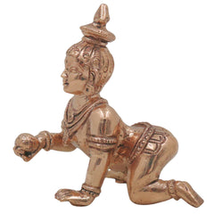 Sri Krishna Bronze Idol Govinda Gopala Shyam Murari Venugopala Handcrafted Panchaloha Style Chola Art Murti for Home Pooja Decor, Gold, 4 Inch, 1 Piece