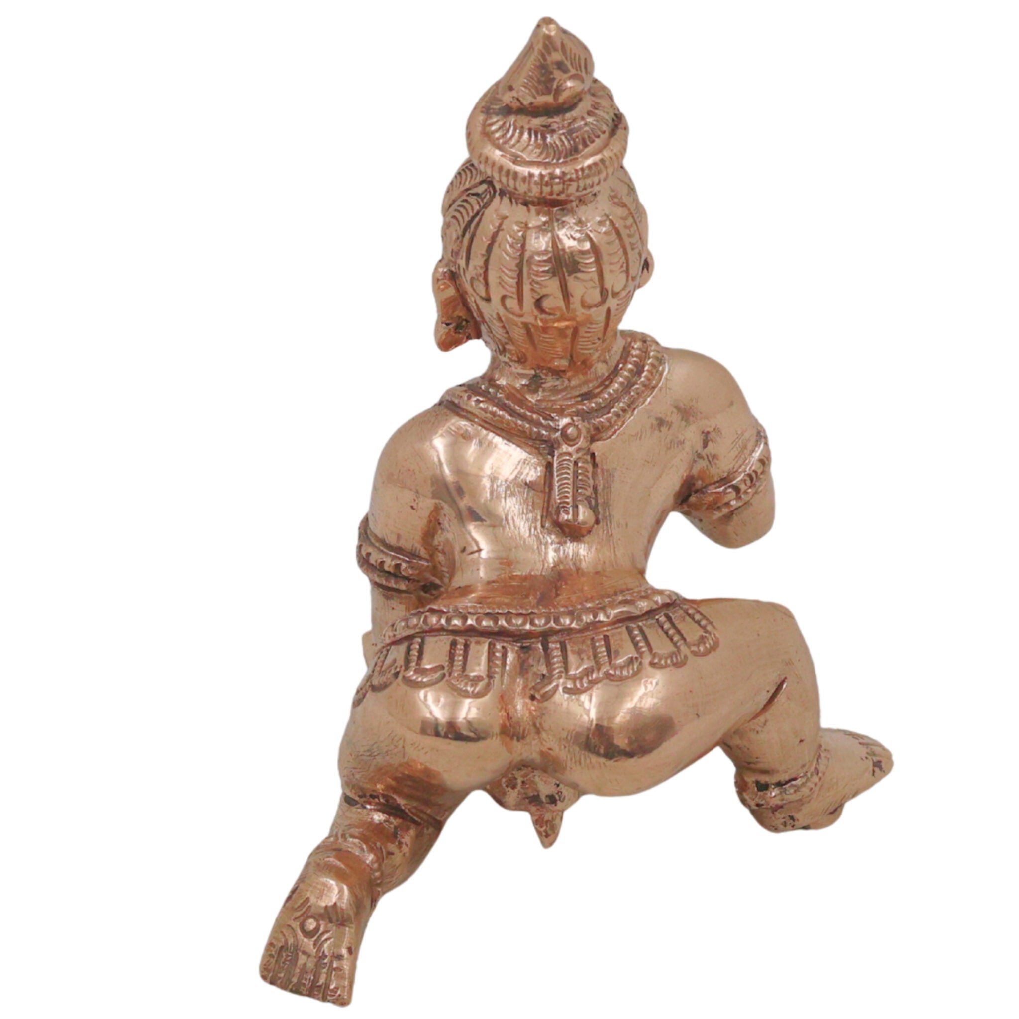 Sri Krishna Bronze Idol Govinda Gopala Shyam Murari Venugopala Handcrafted Panchaloha Style Chola Art Murti for Home Pooja Decor, Gold, 4 Inch, 1 Piece