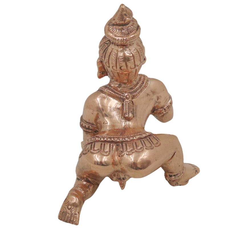 Sri Krishna Bronze Idol Govinda Gopala Shyam Murari Venugopala Handcrafted Panchaloha Style Chola Art Murti for Home Pooja Decor, Gold, 4 Inch, 1 Piece