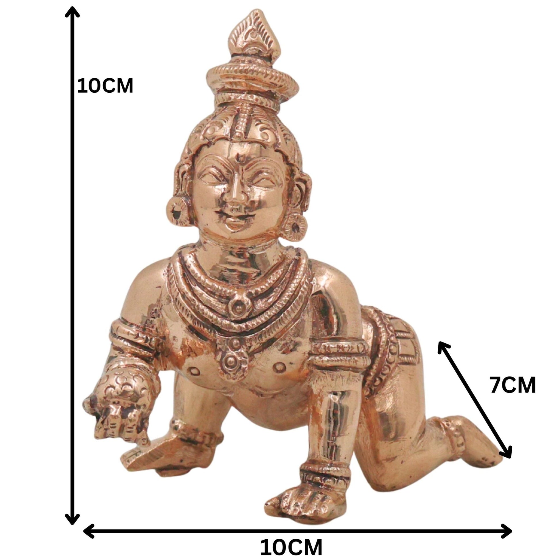 Sri Krishna Bronze Idol Govinda Gopala Shyam Murari Venugopala Handcrafted Panchaloha Style Chola Art Murti for Home Pooja Decor, Gold, 4 Inch, 1 Piece