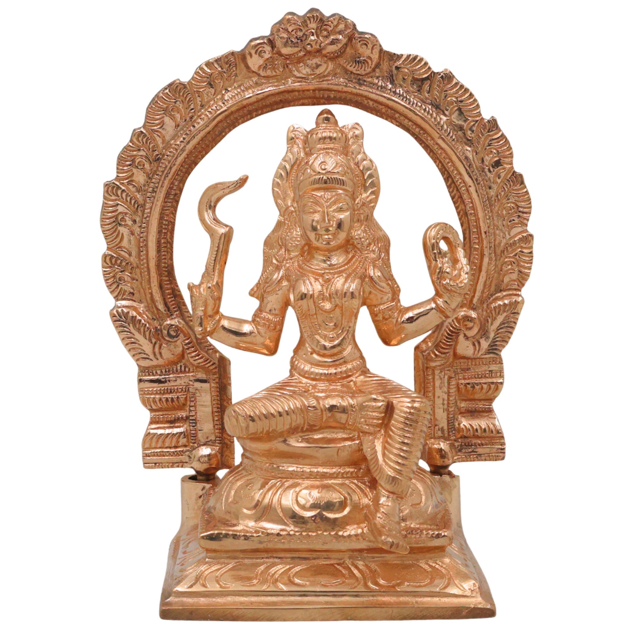 Handcrafted Bronze Bhagawathi Kali Idol | Mahakali Bhadrakali Shyama Dakshina Kali Panchaloha Chola Art Temple Sculpture, Gold, 6 Inch, 1 Piece