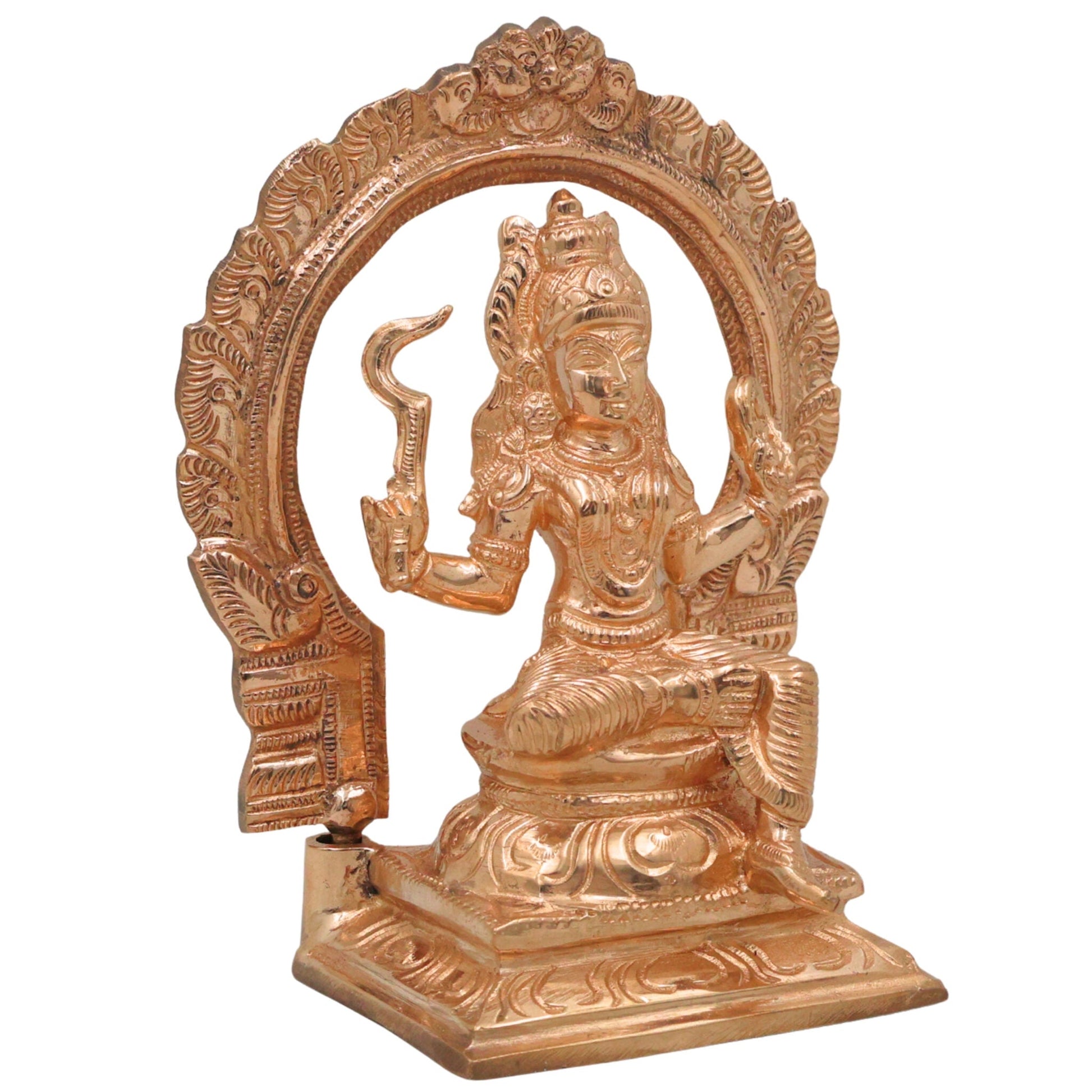 Handcrafted Bronze Bhagawathi Kali Idol | Mahakali Bhadrakali Shyama Dakshina Kali Panchaloha Chola Art Temple Sculpture, Gold, 6 Inch, 1 Piece