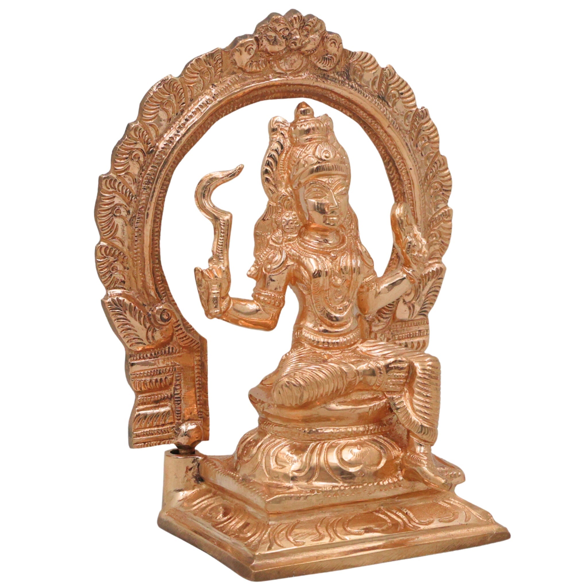 Handcrafted Bronze Bhagawathi Kali Idol | Mahakali Bhadrakali Shyama Dakshina Kali Panchaloha Chola Art Temple Sculpture, Gold, 6 Inch, 1 Piece