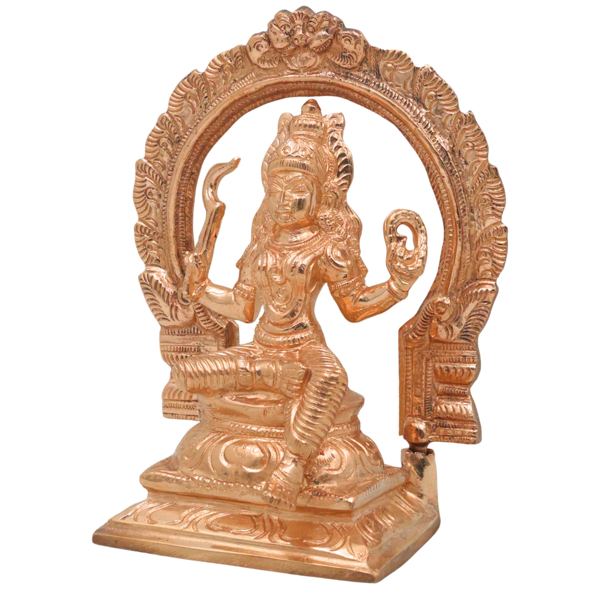 Handcrafted Bronze Bhagawathi Kali Idol | Mahakali Bhadrakali Shyama Dakshina Kali Panchaloha Chola Art Temple Sculpture, Gold, 6 Inch, 1 Piece