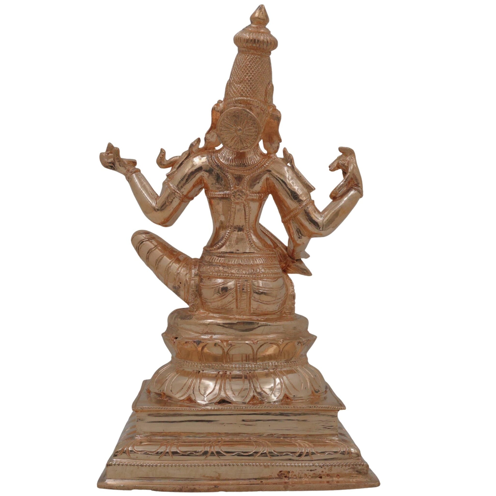 Handcrafted Bronze Saraswathi Idol, Goddess Saraswati Saraswathi Sharada Vagdevi Vani Bharati, Veena Pustaka Dharini Chola Art Murti for Pooja Temple Decor, Gold, 10 Inch, 1 Piece