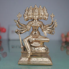 Handcrafted Bronze Gayatri Devi Idol | Vedamata Gayatri Mata Panchaloha Murti | Chola Art South Indian Temple Sculpture, Gold, 9 Inch, 1 Piece