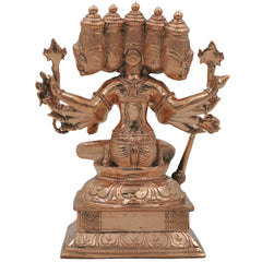 Handcrafted Bronze Gayatri Devi Idol | Vedamata Gayatri Mata Panchaloha Murti | Chola Art South Indian Temple Sculpture, Gold, 9 Inch, 1 Piece