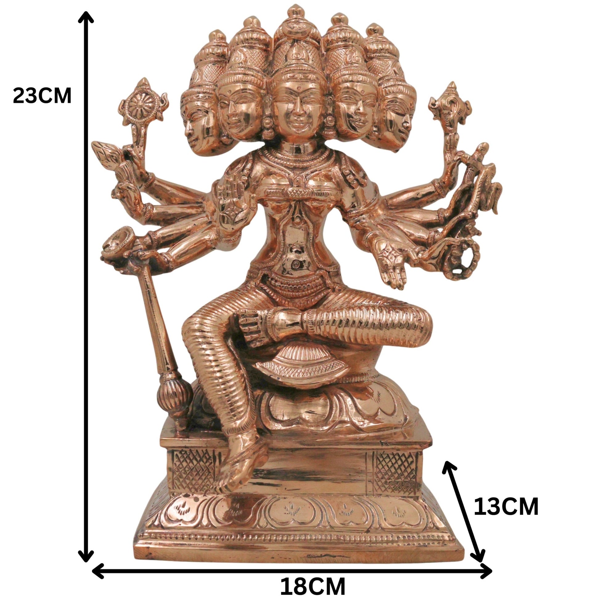 Handcrafted Bronze Gayatri Devi Idol | Vedamata Gayatri Mata Panchaloha Murti | Chola Art South Indian Temple Sculpture, Gold, 9 Inch, 1 Piece
