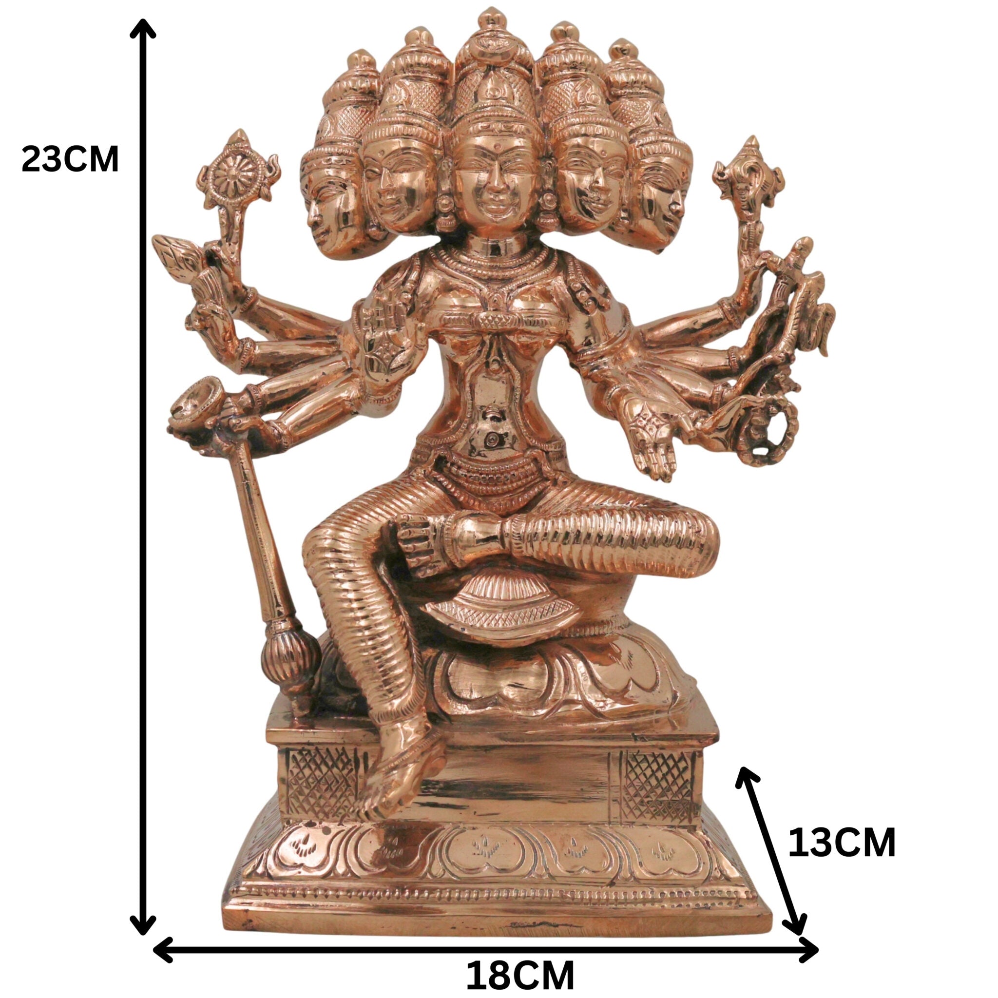 Handcrafted Bronze Gayatri Devi Idol | Vedamata Gayatri Mata Panchaloha Murti | Chola Art South Indian Temple Sculpture, Gold, 9 Inch, 1 Piece