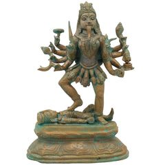 Handcrafted Bronze Goddess Kali Idol | Mahakali Bhadrakali Shyama Dakshina Kali Panchaloha Chola Art Sculpture, Brown, 12 Inch, 1 Piece