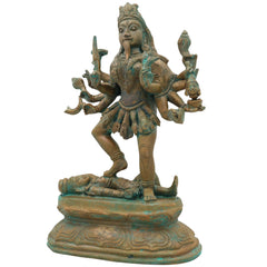 Handcrafted Bronze Goddess Kali Idol | Mahakali Bhadrakali Shyama Dakshina Kali Panchaloha Chola Art Sculpture, Brown, 12 Inch, 1 Piece