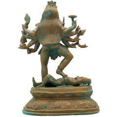 Handcrafted Bronze Goddess Kali Idol | Mahakali Bhadrakali Shyama Dakshina Kali Panchaloha Chola Art Sculpture, Brown, 12 Inch, 1 Piece