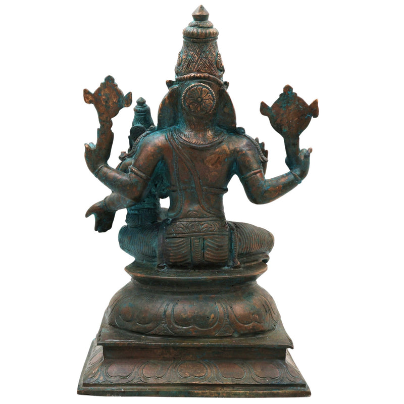 Handcrafted Bronze Lakshmi Narasimha Idol | Sri Lakshmi Narasimha Swamy Murti | Panchaloha Chola Art Vaishnava Vigraha for Temple & Home, Brown, 12 Inch, 1 Piece