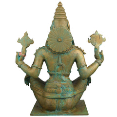 Handcrafted Bronze Yoga Narasimha Idol | Yoganarasimha Swamy Murti | Panchaloha Chola Art Narasimha Perumal Vigraham for Temple & Home Mandir, Brown, 14.5 Inch, 1 Piece