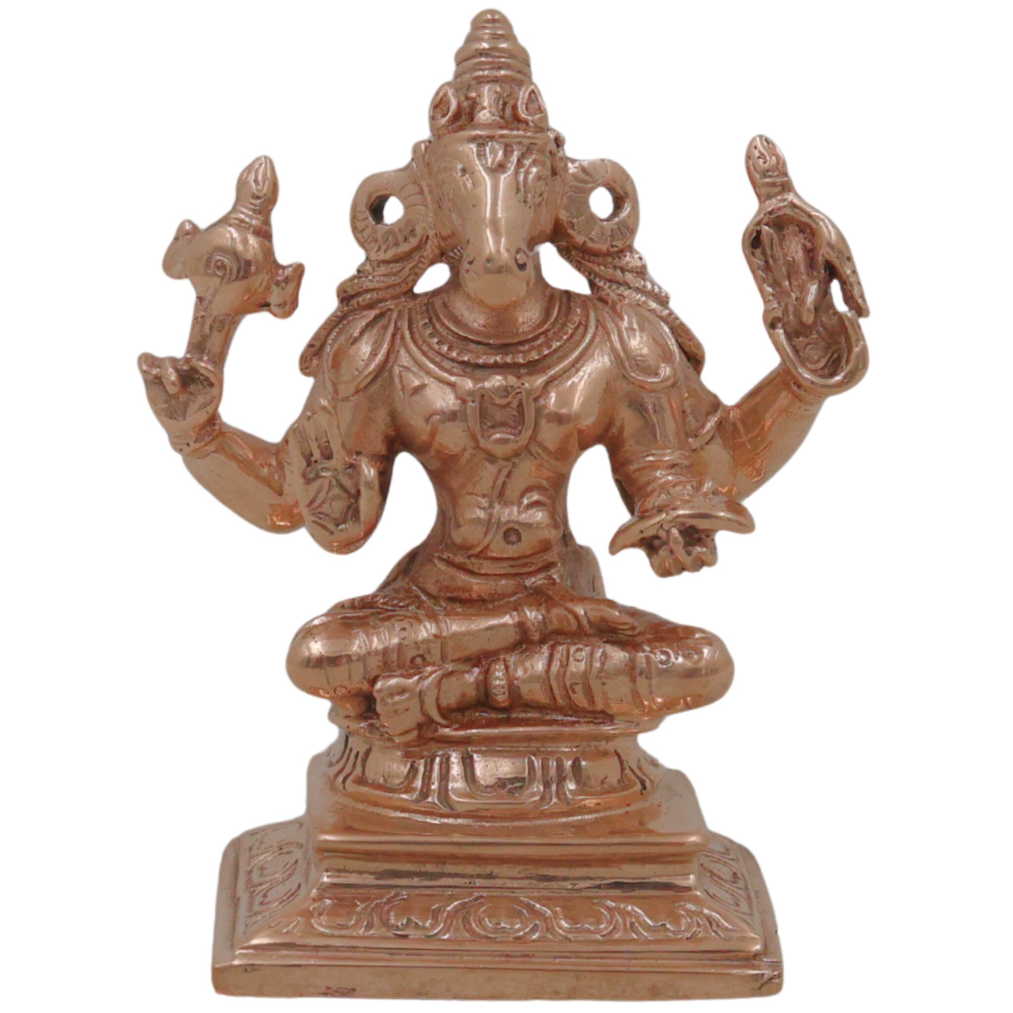 Bronze Hayagriva Idol, Handcrafted Hayagreeva Murti, Vidya Hayagriva Vigraham, Knowledge & Wisdom Deity Statue for Pooja Room, Study Table, Temple Decor, Gold, 3 Inch, 1 Piece