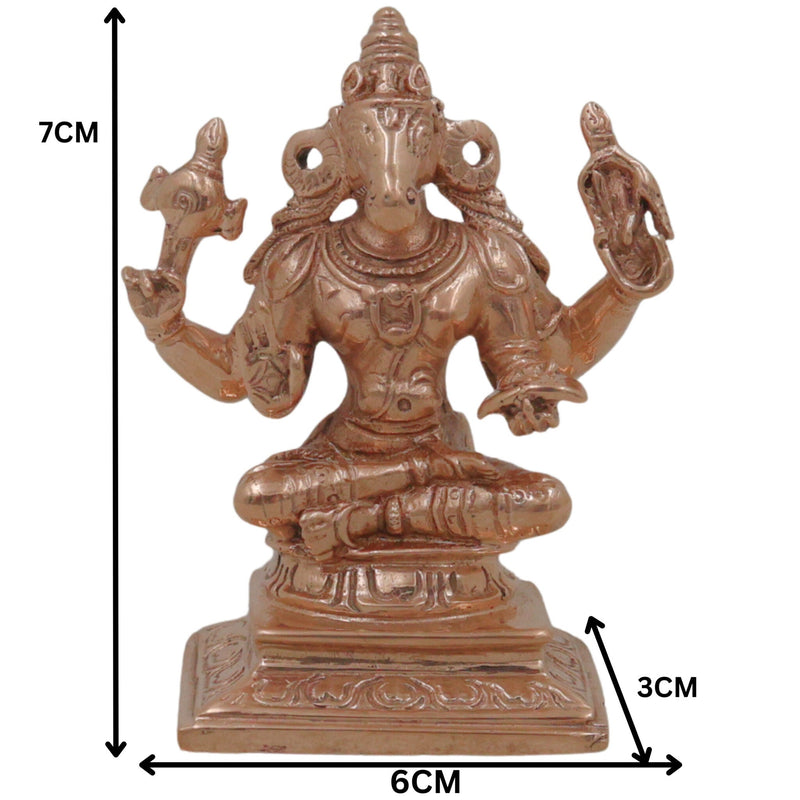 Bronze Hayagriva Idol, Handcrafted Hayagreeva Murti, Vidya Hayagriva Vigraham, Knowledge & Wisdom Deity Statue for Pooja Room, Study Table, Temple Decor, Gold, 3 Inch, 1 Piece