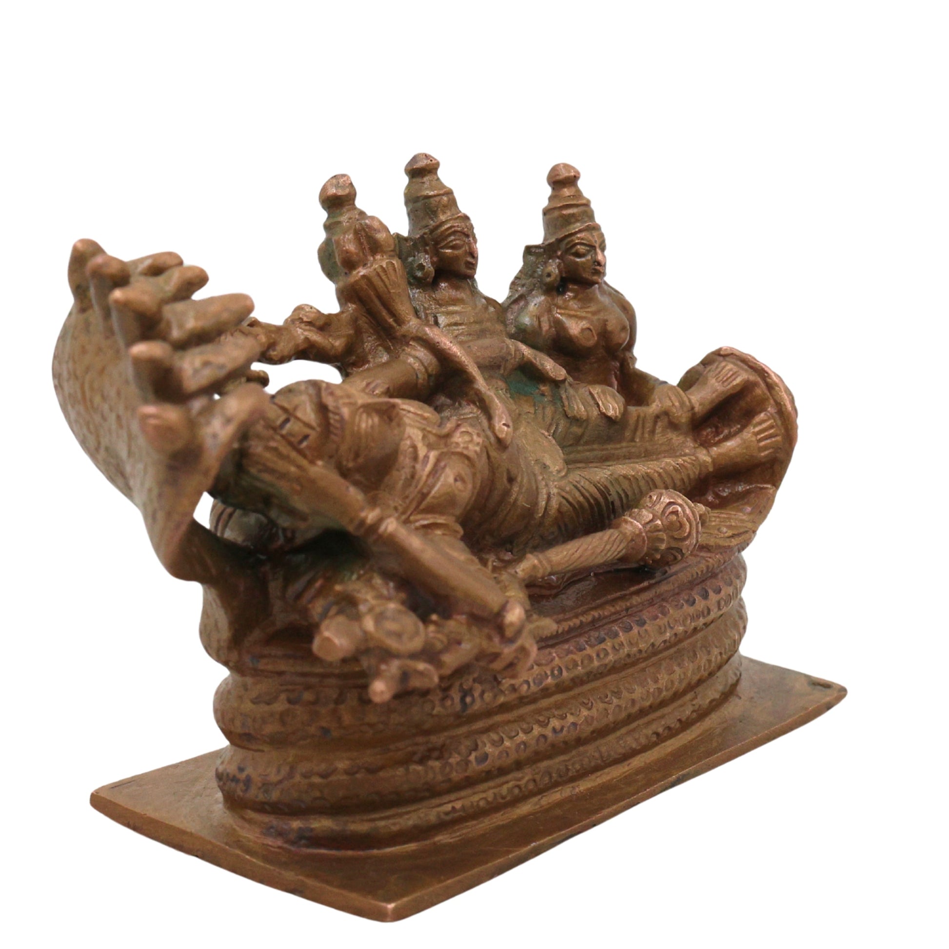Bronze Sri Ranganathar Idol, Ranganatha Swamy Perumal Anantha Shayana Sheshashayi Vishnu Aranganathar Namperumal Reclining Temple Murti Statue, Brown, 3 Inch, 1 Piece