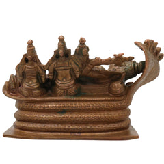 Bronze Sri Ranganathar Idol, Ranganatha Swamy Perumal Anantha Shayana Sheshashayi Vishnu Aranganathar Namperumal Reclining Temple Murti Statue, Brown, 3 Inch, 1 Piece