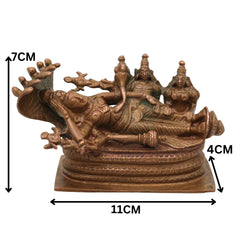 Bronze Sri Ranganathar Idol, Ranganatha Swamy Perumal Anantha Shayana Sheshashayi Vishnu Aranganathar Namperumal Reclining Temple Murti Statue, Brown, 3 Inch, 1 Piece