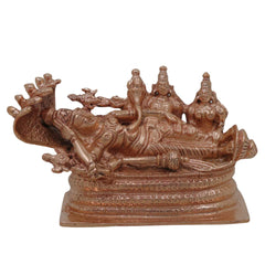 Bronze Ranganathar Idol, Handcrafted Ranganatha Swamy Ananta Shayana Perumal Murti | Chola Style Panchaloha Vishnu Sculpture for Home Temple Decor, Gold, 3 Inch, 1 Piece